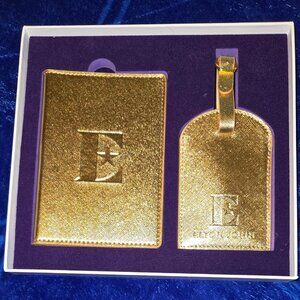 NIB Elton John Farewell Yellow Brick Road Gold Passport Holder & Luggage Tag Set